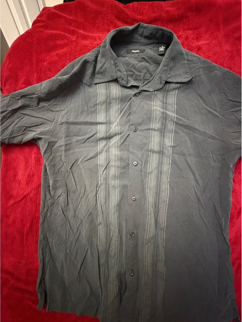 Alfani Men's Medium Black Button-Up Shirt with Vertical Stripes